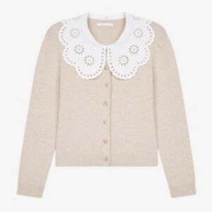 GB coquette cottagecore eyelet collared cardigan